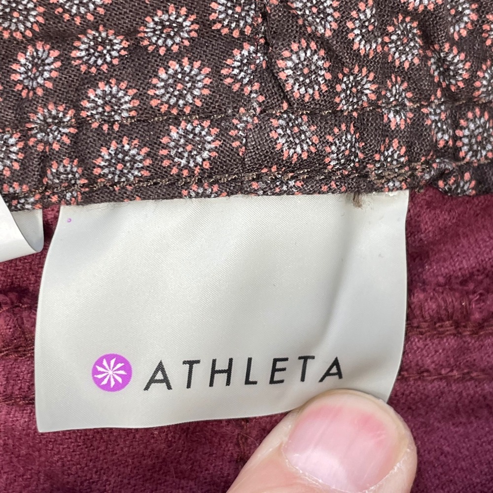 Athleta Cherrywood Burgundy Corduroy Multi-Pocket Straight Leg Pants Women 4 - Picture 5 of 11